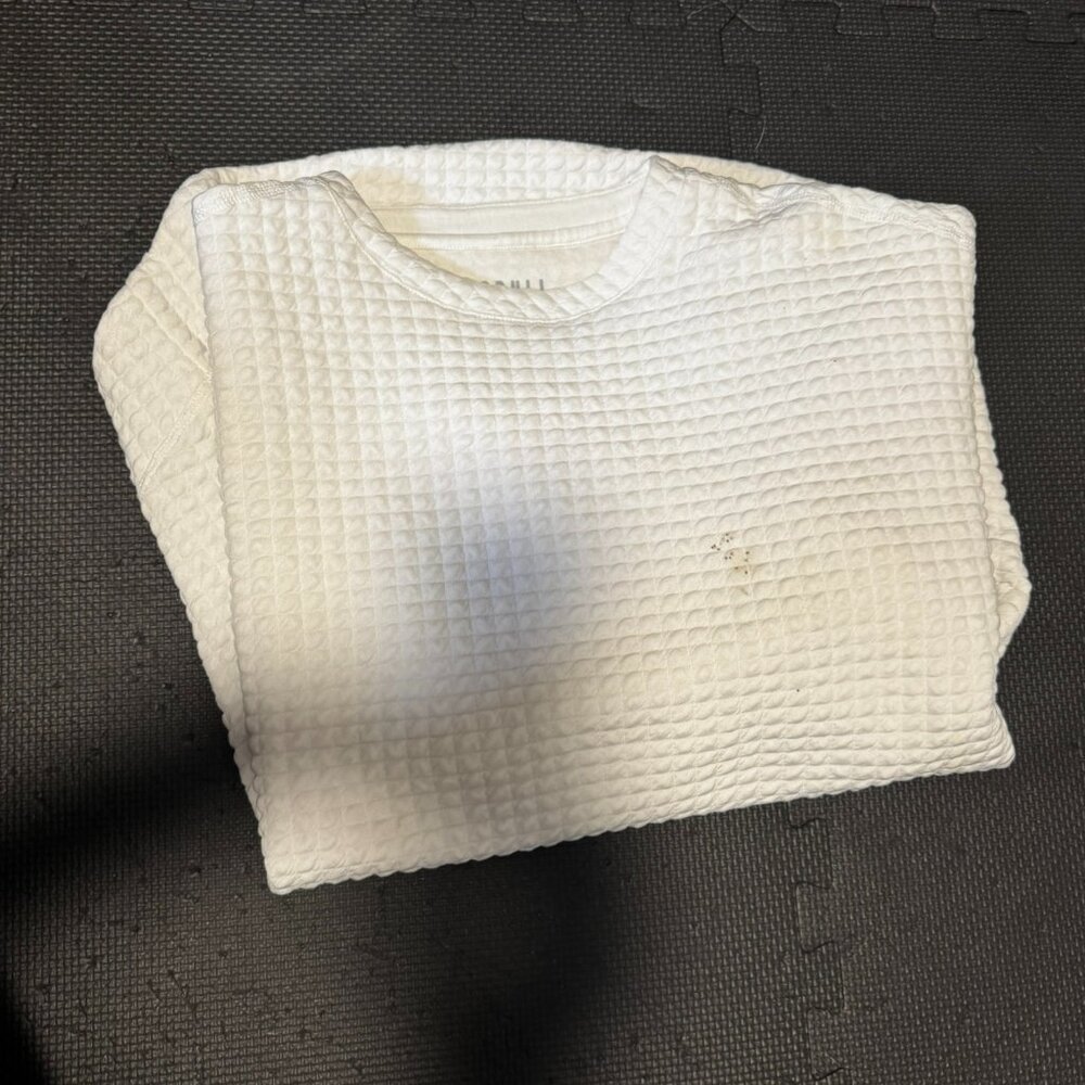 NoBull Quilted White Pullover Crew Size Small
